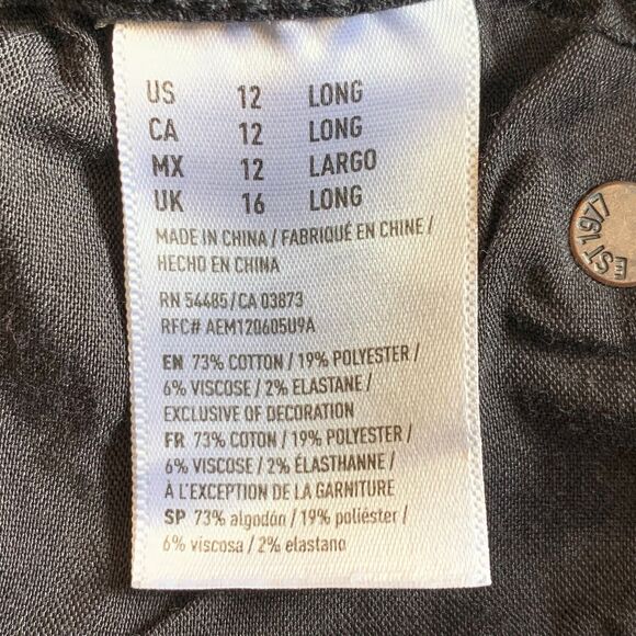 American Eagle Outfitters Black Denim Jeans Women 12 Long Hi- Rise Crop Flare - Picture 12 of 12